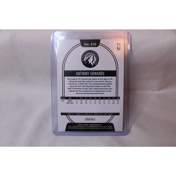 Anthony Edwards NBA Hoops Panini #216 - Picture 2 of 2